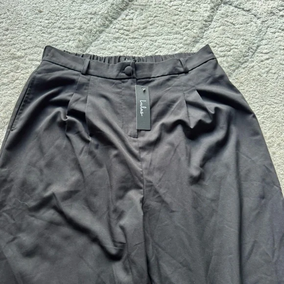 Lulus black trouser pants high rise straight leg loose fit taper XL new - Picture 3 of 7